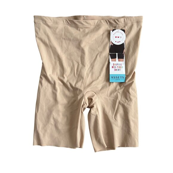 Assets By Spanx Shaping Mid-Thigh Short Beige XL Lightweight Slimming - Picture 1 of 8
